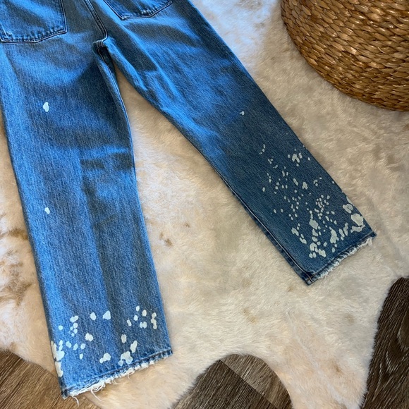 Madewell The Dadjean: Bleached Edition High-Rise Light Wash Splatter Jeans 26 - Picture 15 of 16